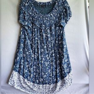 Blue Floral Midi Dress